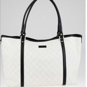 💯% AUTH Gucci White GG Canvas Medium Joy Tote